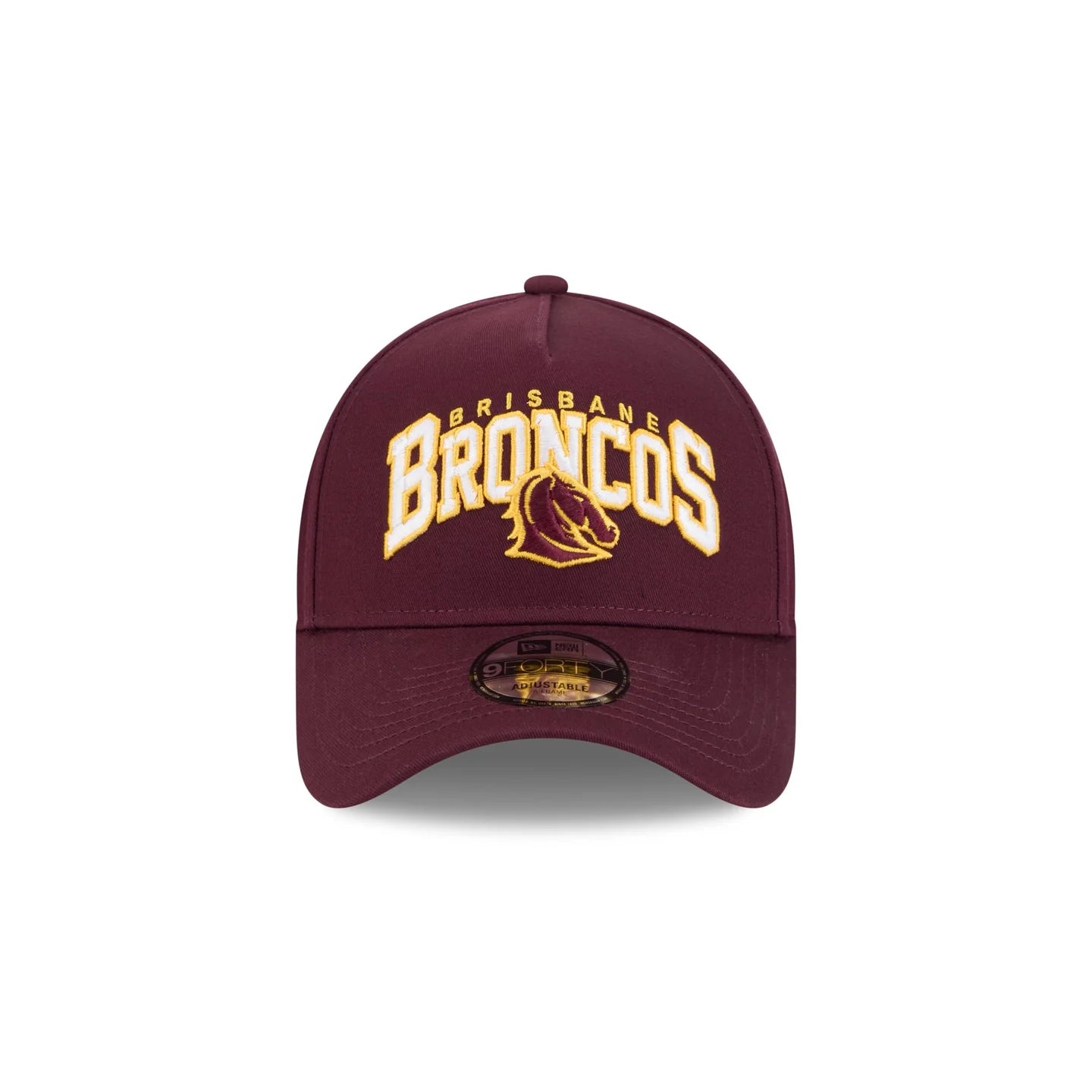 Brisbane Broncos Hat - Maroon Logo Arch 9Forty A-Frame NRL Snapback Cap - New Era